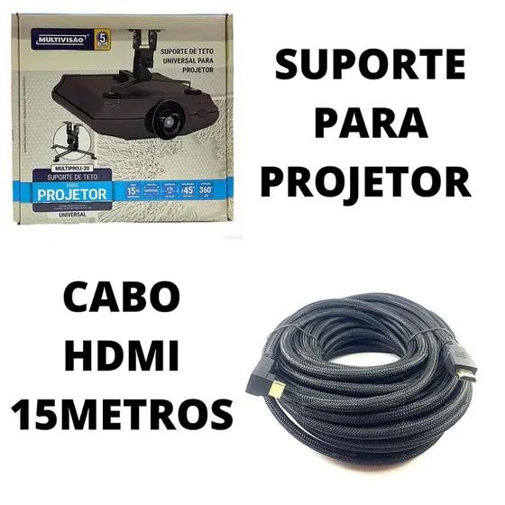 Suporte de Teto P/ Projetor - Multiproj-20 Com Cabo HDMI 15m - 15 metros